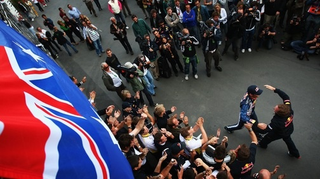 Illustration for article titled Mark Webber Celebrating His Maiden Formula One Victory